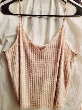H&M Nude Beaded Spaghetti Strap Cami